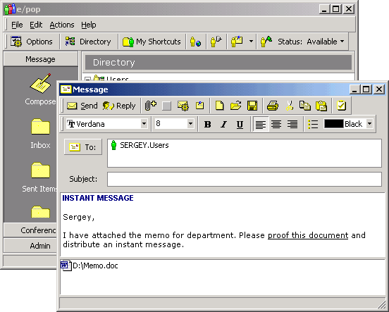 Screenshot: Instant messaging