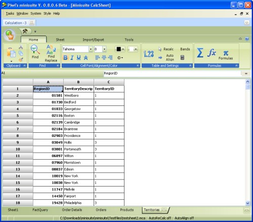 Calculation (spreadsheet) in Piwi's Minisuite Calculation (spreadsheet) in Piwi's Minisuite